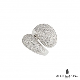 De Grisogono 18k White Gold Diamond Contrario Ring 6.00ct B&P 50802/05